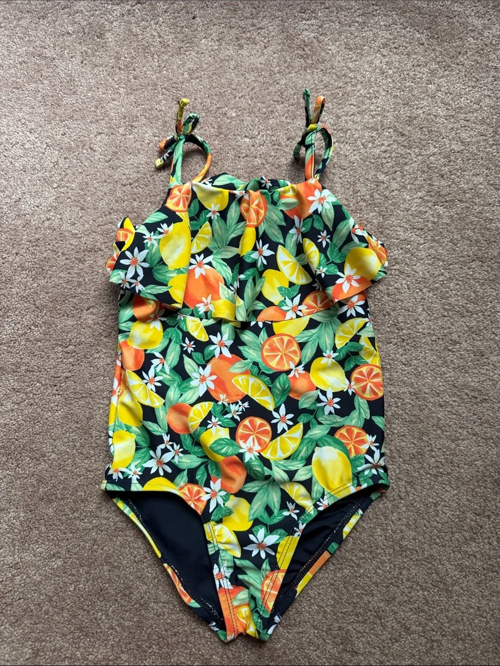 Kids Citrus Fruit One-Piece Swimsuit - Green Multi